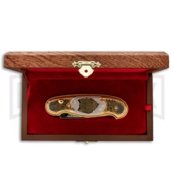 Custom Russian Gold Wolf Automatic Knife - Polish Plain -Knives Sale Online Shop Custom Russian Gold Wolf Auto Polish RV HC2M WOLF GX 31047 jr box large