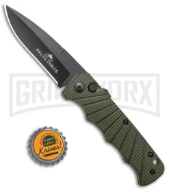 Delta Force Automatic Knife OD Green Aluminum Drop Point - Black Plain -Knives Sale Online Shop Delta Force Auto Knife Green Aluminum Black GX 38060 jr bottlecap large