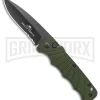 Delta Force Automatic Knife OD Green Aluminum Drop Point - Black Serr