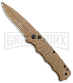 Delta Force Automatic Knife Tan Aluminum - Tan Plain