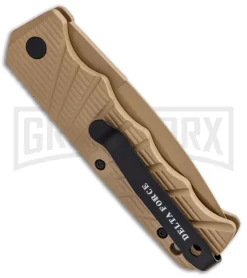 Delta Force Automatic Knife Tan Aluminum - Tan Plain -Knives Sale Online Shop Delta Force Auto Tan Molded Plastic Tan Plain GX 33542 jr side large