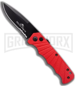 Delta Force Red Aluminum Automatic Knife- Black Serr