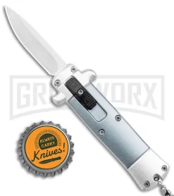 Enzo OTF Gray Automatic Keychain Knife - Satin Spear Point Plain -Knives Sale Online Shop Enzo OTF Gray Auto Keychain Satin SP GX 38958 jr bottlecap large