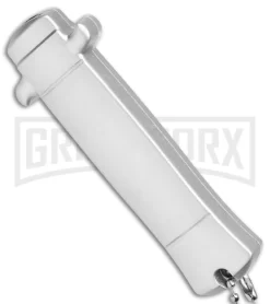 Enzo OTF Gray Automatic Keychain Knife - Satin Spear Point Plain -Knives Sale Online Shop Enzo OTF Gray Auto Keychain Satin SP GX 38958 jr side large