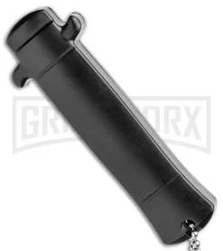 Enzo OTF Orange/Black Automatic Keychain Knife - Satin Spear Point Plain -Knives Sale Online Shop Enzo Stiletto Mini Orange Black Bolsters OTF Auto Satin GX 38906 jr side large