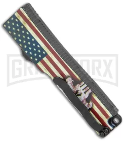 Firecracker Mini US Flag W/ Skull, D/A OTF Automatic Knife -Black, Dagger Serr -Knives Sale Online Shop Firecracker Mini US Flag Skull DA OTF Auto Black Dagger Serr GX 37860 jr side large