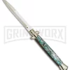 Frank B 11" Italian Stiletto Abalone Automatic Knife Gold - Gold Bayo
