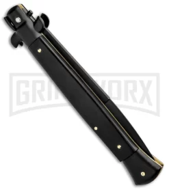 Frank B. 11" Ebony Italian Stiletto Automatic Knife - Black Bayonet -Knives Sale Online Shop Frank B 11in Italian Stiletto Auto Ebony Black Bayo BHQ 85970 jr side large