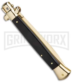 Frank B. 11" Ebony Italian Stiletto Gold Plated Knife - Dagger Gold -Knives Sale Online Shop Frank B 11in Italian Stiletto Gold Plated Ebony Dagger BHQ 85971 jr side large