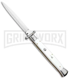 Frank B. 11" Italian Stiletto Swinguard White Automatic Knife - Dagger