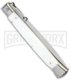 Frank B. 11" Italian Stiletto Swinguard White Automatic Knife - Dagger -Knives Sale Online Shop Frank B 11in Italian Stiletto Swinguard White White Dagger Satin GX 4843 jr side large