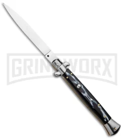 Frank B. 11" Italian Stiletto Sim Dark Horn Automatic Knife - Satin