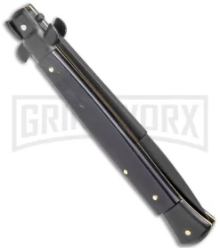 Frank B. 11" Italian Stiletto Dark Horn Tactical Automatic Knife - Bayonet -Knives Sale Online Shop Frank B 11in Stiletto Dark Horn Tactical Auto Bayo Black GX 4160 jr side large