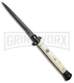 Frank B. 11" Italian Stiletto Sim Ivory Tactical Automatic Knife - Bayonet