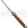 Frank B 11" Stiletto Wood Automatic Knife Filework - Bayonet Polish Plain
