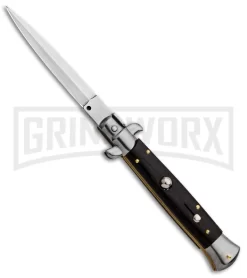 Frank B 9" Italian Stiletto Ebony Automatic Knife - Dagger Satin