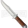 Frost Cutlery Carryall Brown Stacked Leather Fixed Blade Knife - Satin Plain