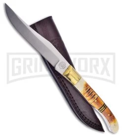 Frost Cutlery Chipaway Canyon Bowie Bone Fixed Blade Knife - Satin Plain