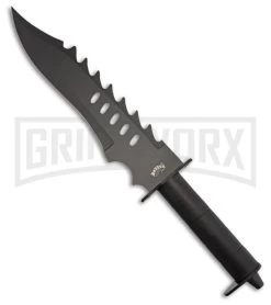 Frost Cutlery Fire Warrior Bowie Black Fixed Blade Knife - Black Plain
