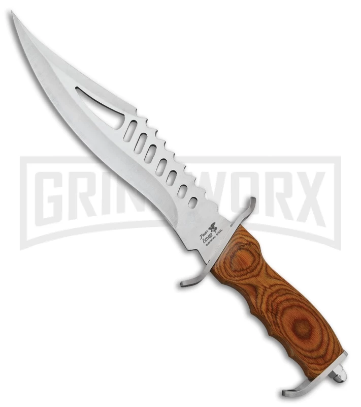 Frost Cutlery Nautilus Cocobolo Brown Fixed Blade Knife - Satin Plain 1 Frost Cutlery Nautilus Cocobolo Brown Fixed Blade Knife - Satin Plain