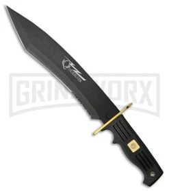Frost Cutlery Quicksilver Bowie Tanto Black Fixed Blade - Black Serr