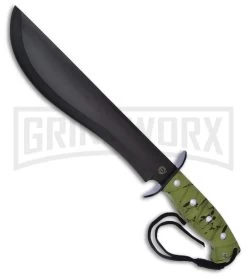 Frost Cutlery Quicksilver Bowie Green Camo Fixed Blade Knife - Black Plain