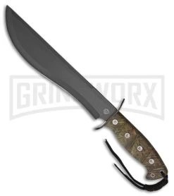 Frost Cutlery Quicksilver Skinner Camo Fixed Blade Knife - Black Plain