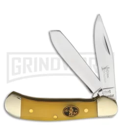 Frost Cutlery Steel Warrior Baby Saddlehorn Yellow Manual Knife - Mirror Plain