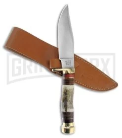 Frost Cutlery Trophy Stag Badger Bowie Antler Fixed Blade Knife - Satin Plain