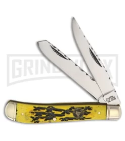 Frost Cutlery Wild Turkey Trapper Yellow Pocket Knife
