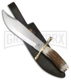 Frost Cutlery Whitetail Bowie Stag Fixed Blade Knife - Satin Plain