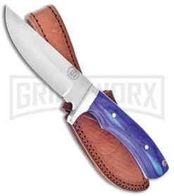 Frost Cutlery Chipaway Classic Hunter Blue Wood Fixed Blade Knife - Satin Plain