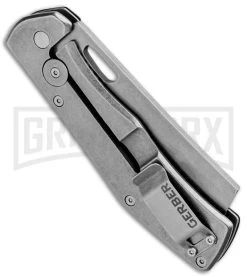 Gerber FlatIron Cleaver Dark Gray Aluminum Frame Lock Knife - SW Plain -Knives Sale Online Shop Gerber FlatIron Cleaver FL Black Aluminum SW 30 001494 BHQ 81134 jr side large