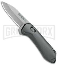 Gerber Highbrow Compact Gray Al A/O Spring Assisted Knife - Stonewash Plain