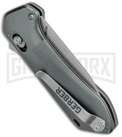 Gerber Highbrow Compact Gray Al A/O Spring Assisted Knife - Stonewash Plain -Knives Sale Online Shop Gerber Highbrow Compact A O SA Gray SW 30 001518N BHQ 94148 jr side large