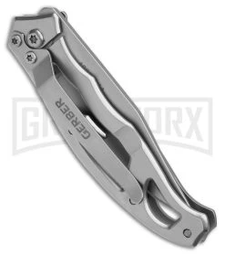 Gerber Mini Paraframe Gray Stainless Steel Frame Lock Knife - Satin Serr -Knives Sale Online Shop Gerber Mini Paraframe FLK Gray Stainless Steel 2in Satin BHQ 53970 td side large