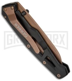 Gerber Paralite Black Folding Knife - Rose Plain -Knives Sale Online Shop Gerber Paralite FL Black Rose 30 001344 BHQ 67406 jr side large