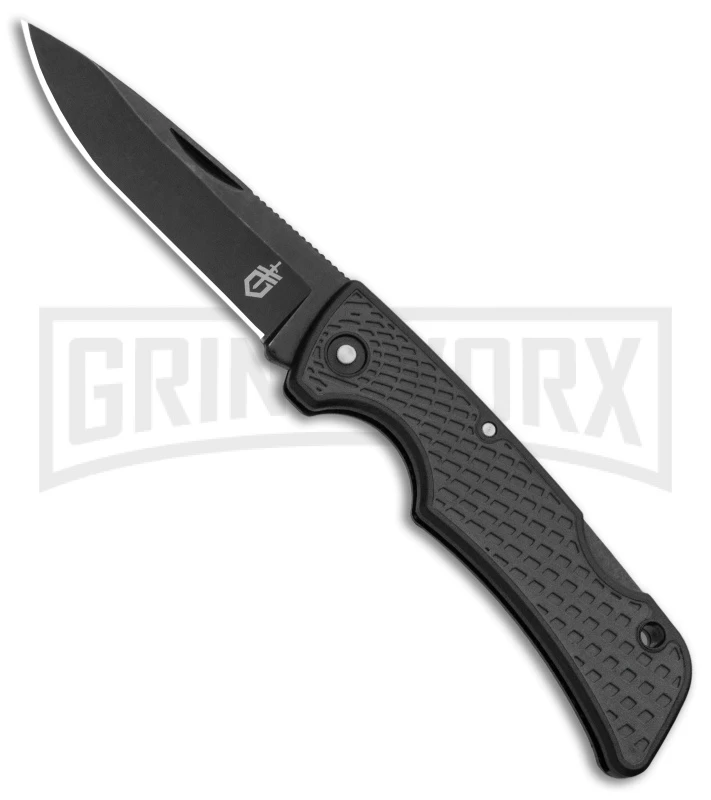 Gerber US1 Gray Rubber Folding Lockback Knife - Black Plain 1 Gerber US1 Gray Rubber Folding Lockback Knife - Black Plain
