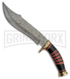 Tallen Sultan Bowie Black Wood Fixed Blade Knife - Damascus Plain