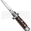4.5" Italian Mini Stiletto Gonzo Wood Automatic Knife - Bayonet Satin
