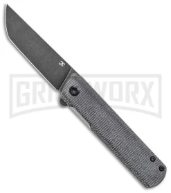 Kansept Knives Foosa Black Micarta Folding Knife - Black Stonewash Plain