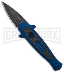 Knives Sale Online Shop 23 Kershaw Launch 12 CA Legal Blue/CF Mini Stiletto Automatic Knife - Black SW