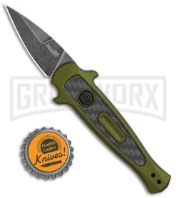 Kershaw Launch 12 CA Legal OD Green Automatic Knife - Black SW Plain -Knives Sale Online Shop Kershaw Launch 12 Call Legal Stiletto Auto OD Green KER7130OLBW BHQ 114625 jr bottlecap large