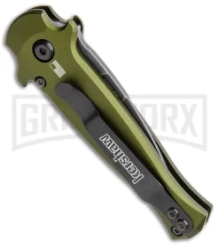 Kershaw Launch 12 CA Legal OD Green Automatic Knife - Black SW Plain -Knives Sale Online Shop Kershaw Launch 12 Call Legal Stiletto Auto OD Green KER7130OLBW BHQ 114625 jr side large