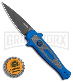 Kershaw Launch 12 Blue Aluminum/CF Mini Stiletto Automatic Knife - Black Plain 7 Kershaw Launch 12 Blue Aluminum/CF Mini Stiletto Automatic Knife - Black Plain -Knives Sale Online Shop Kershaw Launch 12 Mini Stiletto Automatic Knife Blue 2.5 Black 7125BLUBLK BHQ 117960 LS Spine large