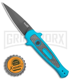Kershaw Launch 12 Teal Aluminum Mini Stiletto Automatic Knife - Black Plain -Knives Sale Online Shop Kershaw Launch 12 Mini Stiletto Automatic Knife Teal 2.5 Black KER7125TEALBLK BHQ 116323 LS Bottlecap large