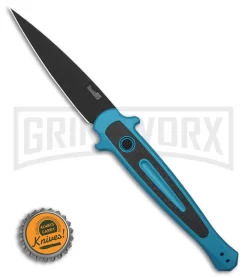 Kershaw Launch 8 Teal/CF Stiletto Automatic Knife - Black Plain -Knives Sale Online Shop Kershaw Launch 8 stiletto AK Teal CF 3in Black BHQ 177022 td size large