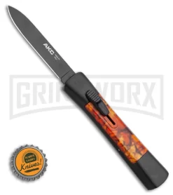 AKC Concord Autumn Camo OTF Flat Grind Automatic Knife - Black Plain -Knives Sale Online Shop Kizer Nick Swan Matanzas Frame Lock Knife Ti Micarta Ki4510A3 BHQ 114295 LS Bottlecap large