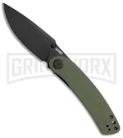 Kubey Momentum Sherif Manganas Green G-10 Linerlock - Black Plain AUS-10 - 344G