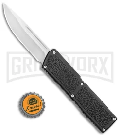 Lightning Elite Black D/A OTF Automatic Knife - Drop Point Satin Plain -Knives Sale Online Shop Lightning Elite Black DA OTF Auto DP Satin GX 35942 jr bottlecap large